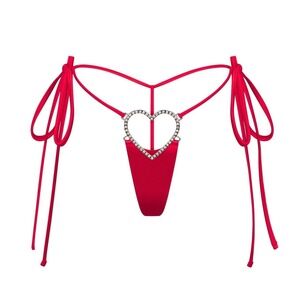SKIMS Heart‎ Charm String Thong Ruby Red Novelty Panties UN-THG-10692W M/XL NEW